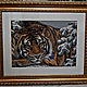 Вышитая картина "Тигр в сосновом лесу", Картины, Славянск-на-Кубани,  Фото №1