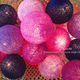 "Фиолетовый мистик", светящаяся гирлянда из хлопковых шаров, Потолочные и подвесные светильники, Бангкок,  Фото №1