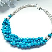 Украшения handmade. Livemaster - original item Necklace with turquoise and pearls. Handmade.