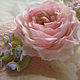 Order Silk flowers. Decoration brooch pin ROSE AND VIOLET. Irina Vladi. Livemaster. . Brooches Фото №3