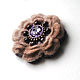 Брошь-цветок бежевый фиолетовый с гранатом, Брошь-булавка, Атласово,  Фото №1