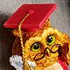 Учёная сова на выпускной, день учителя, 8 марта, новый год. Именные сувениры. МК Бескаркасная Ватная Игрушка (cotton-mache). Ярмарка Мастеров.  Фото №4