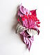 Leather brooch Sakura flower grey pink fuchsia with stamens. Brooches. De-Si-Re. Online shopping on My Livemaster.  Фото №2