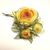 Украшения handmade. Livemaster - original item Brooch Sunny Persimmon Handmade flowers made of fabric. Handmade.