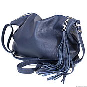 Сумки и аксессуары handmade. Livemaster - original item Crossbody bag, blue leather-bag with a shoulder strap. Handmade.