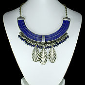 Украшения handmade. Livemaster - original item Melchior necklace with silver, lapis lazuli and enamel. Handmade.