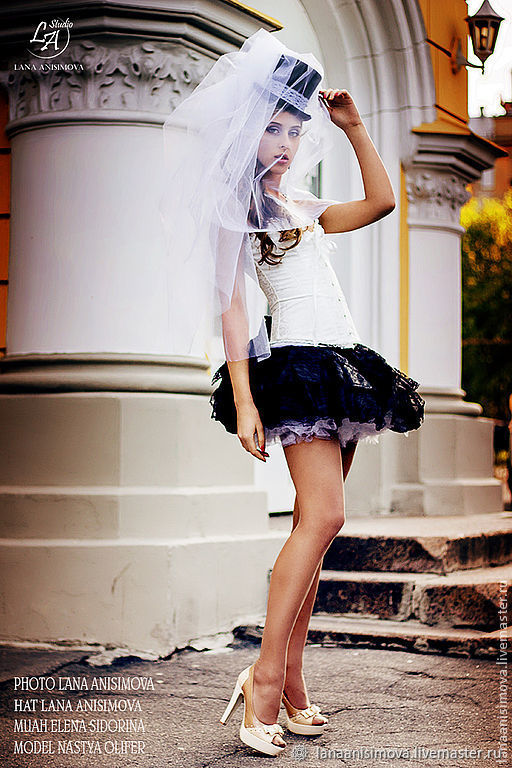 Wedding hat with veil. Black – купить 