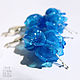 Order Long earrings flowers Blue Fuchsia. Silver lampwork glass. Olga Bukina Cosmic glass. Livemaster. . Earrings Фото №3