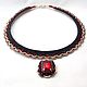 Openwork red and black macrame necklace with rhinestone, Necklace, Astrakhan,  Фото №1