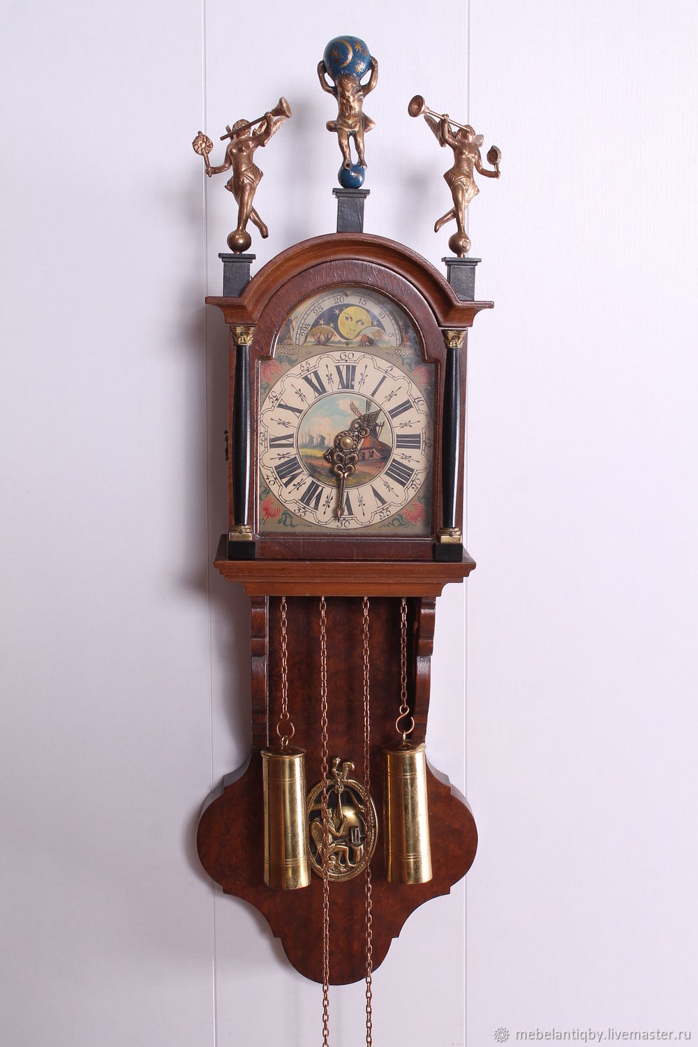 голландские гиревые часы с боем wuba. голландские ходики. старинные голландские часы. часы голландия. часы голландия.