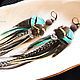 Wild turquoise feather earrings, Earrings, Moscow,  Фото №1