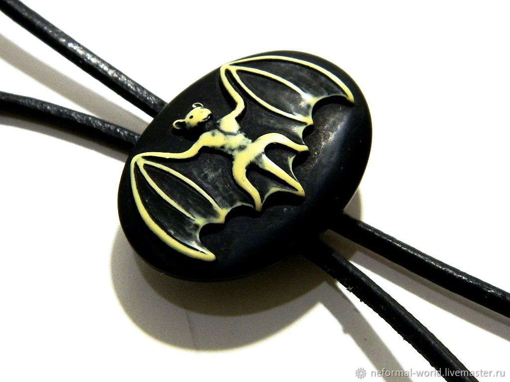 The Bolo tie "A VAMPIRE"from natural leather and pendant ...