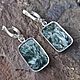 Прямоугольные серьги с серафинитом в серебре. Серьги классические. JewelryStudioGem. Ярмарка Мастеров.  Фото №5