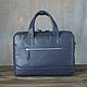 Men's business leather bag 'Solomon' (Dark blue). Men\'s bag. DragonBags - Men's accessories. My Livemaster. Фото №4