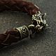 Leather bracelet 'Lynx'. Bead bracelet. Mint Tiger (MintTiger). My Livemaster. Фото №4