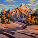 Buy an oil painting, Buy a mountain landscape at sunset. Winter mountains, Pictures, Samara,  Фото №1