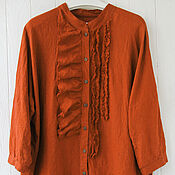 Одежда handmade. Livemaster - original item Terracotta boho blouse with ruffles. Handmade.