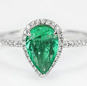 Natural 1.30tcw Flower Colombian Emerald & Diamond Cocktail Ring 14K