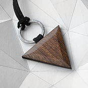 Wooden pendant with black agate 