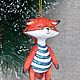 Елочная игрушка Лисенок из папье-маше. Елочные игрушки. Евгения Аюпова (AyupovaEvgeniya). Ярмарка Мастеров.  Фото №4
