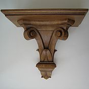 Carved wall console Rococo shelf (small), ash