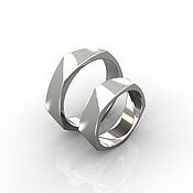 Свадебный салон handmade. Livemaster - original item Wedding Rings with facets 925 Sterling Silver (Ob55). Handmade.