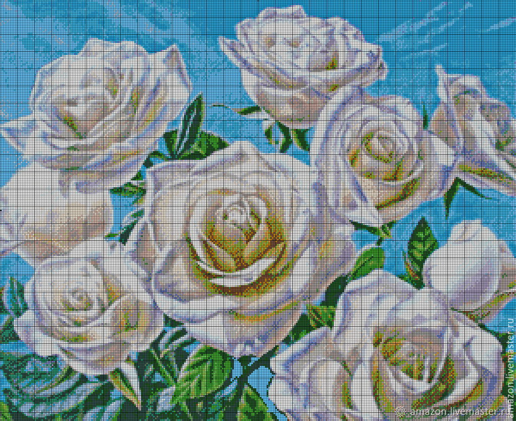 ТК-026 Схема для вышивки бисером Белые розы