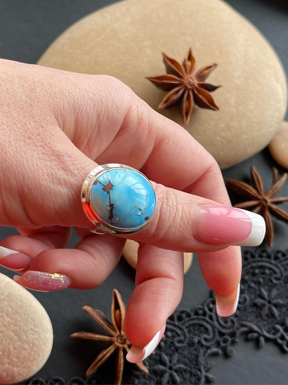 Кольцо с натуральной Бирюзой купить в интернет-магазине Ярмарка ...