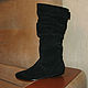  Demi-season suede black boots 40, Vintage shoes, Moscow,  Фото №1