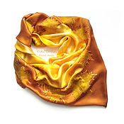 Аксессуары handmade. Livemaster - original item Handkerchief batik Golden Autumn Silk 100% Hand-painted. Handmade.