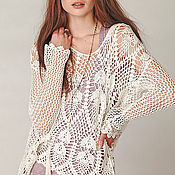 Одежда handmade. Livemaster - original item tunic: Crocheted tunic with hood.. Handmade.