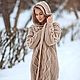 cardigans: Knitted cardigan for women with a hood in the color sand oversize, Cardigans, Yoshkar-Ola,  Фото №1
