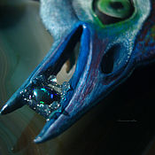 "Травяная инфанта", кольцо-лягушка с хромдиопсидами