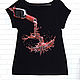 T-shirt black with wine and dancing girl hand painted. T-shirts. Koler-art handpainted wear. My Livemaster. Фото №4
