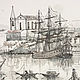 Картина акварель. Неспешная жизнь у моря. Рама со стеклом 33 на 24 см. Картины. BENANDLU. Ярмарка Мастеров.  Фото №6
