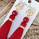 Red tassel earrings made of pearls of Mallorca. Tassel earrings. LuckyStone. Online shopping on My Livemaster.  Фото №2