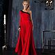 Evening dress one shoulder red floor-length dress, Dresses, St. Petersburg,  Фото №1