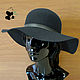 Stylish wide-brimmed hat of felt with a soft brim. Graphite. VK-82, Hats1, Ekaterinburg,  Фото №1