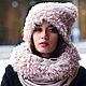 Заказать Шапка-Папаха экомех лама "Пудра". KUDESNITSA Designer Accessories. Ярмарка Мастеров. . Шапки Фото №3