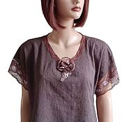 Одежда handmade. Livemaster - original item Summer light brown tunic made of sewing with French lace. Handmade.
