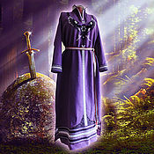 Одежда handmade. Livemaster - original item Linen dress Sword in stone purple. Handmade.