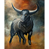 Картины и панно handmade. Livemaster - original item Oil painting Bull painting with a bull interior Gift for a man. Handmade.