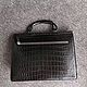 Order Men's briefcase, crocodile skin, in black. SHOES&BAGS. Livemaster. . Men\'s bag Фото №3