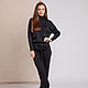 Black tracksuit with stand up collar. Tracksuits. SHAPAR - knitting clothes. My Livemaster. Фото №4
