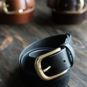 Аксессуары handmade. Livemaster - original item Wide leather men`s belt black for jeans. Handmade.