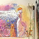 Картина акварель с ангелом девушка с крыльями "Молитва", Картины, Астрахань,  Фото №1
