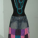 Denim skirt with colored squares ' Sancho on the Rancho'. Skirts. vyazanaya6tu4ka. My Livemaster. Фото №4