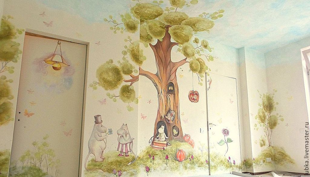 Роспись детской комнаты: для мальчика и девочки. Цена в Москве от 1200 р/м2