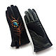 Black women leather gloves.Unique design "Peacock feather" Size 6.5. Gloves. InGAartWork. Online shopping on My Livemaster.  Фото №2