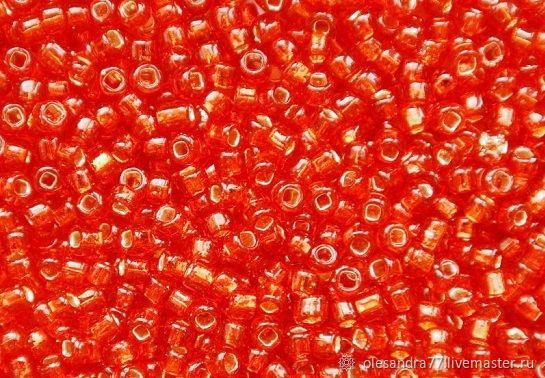 10 grams of 10/0 seed Beads, Czech Preciosa 97030 Premium orange inner silversize, Beads, Chelyabinsk,  Фото №1